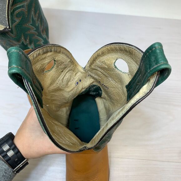 Double H Aero Glide 7 1100 Green/Tan Western Cowboy Leather Boots Mens Size  10B main image 12